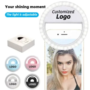 Portable Rechargeable LED Ring Light Stand Clip Beauty Fill-in Light for Phone Camera Holder Selfie Flash Accessory Pack of 6