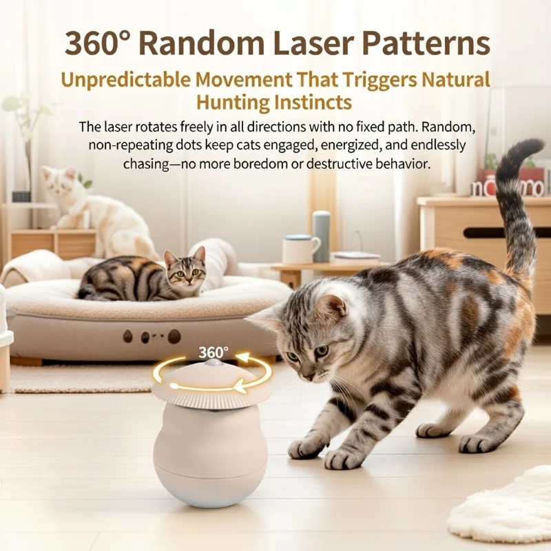 OEM Self-Righting Tumbler Base Cat Dog Toy with Smart Motion Sensor 360 Random Laser Type-C Rechargeable - Image 3