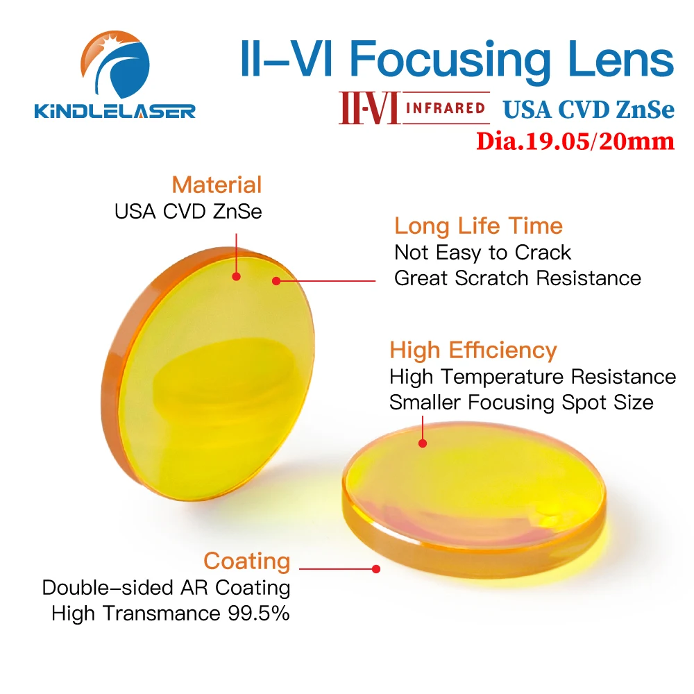 High Quality II-VI CO2 Laser Focus Lens D19.05mm 20mm FL 38.1/50.8/63.5/76.2/101.6 mm for CO2 Laser Cutting Machine Lenses ZnSe - Image 3