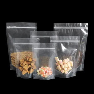 20x30cm Stand Up Transparent Pouches Clear Resealable Zip Lock Bags With Tear Notch Packaging For Food Pack of 200