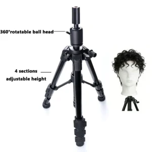 Heavy Duty High Foot Aluminium Strongest Wig Tripod for Wig Training Mannequin Head Styling Salon Display Wig Tripod Stand