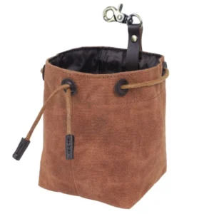 Factory Supply Waxed Canvas Dog Treat Bag Pouch Waterproof Leather Pet Snack Food Bag Holder With Hook for Pet Pack of 2