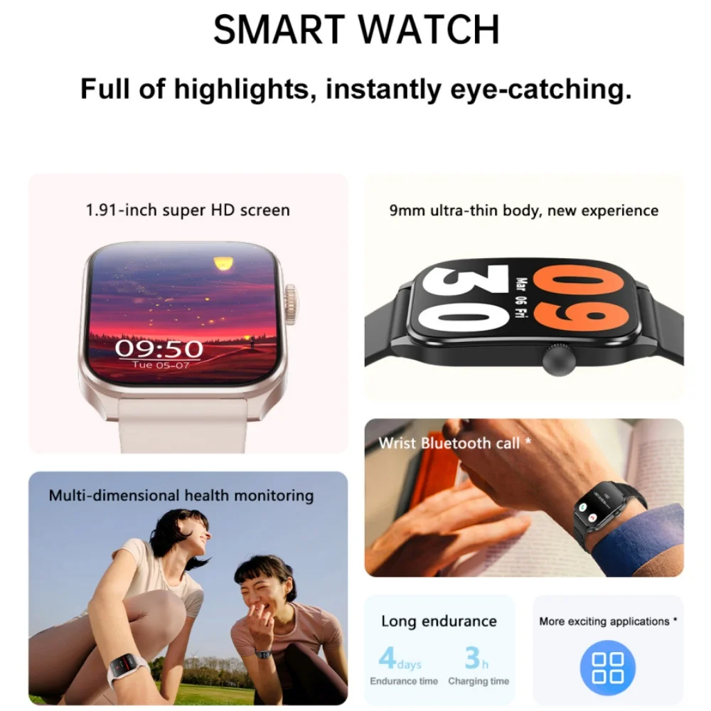 New Fashion T1 Smart Watch for Unisex Breathing Training Multiple Sport Modes Message Reminder Health Monitor Reloj Inteligente - Image 2