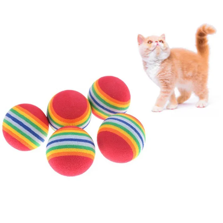 Rainbow Colorful EVA Foam Pet Toy Balls Silent Bouncy Elastic Fetch Training Dog Cat Molar Chew Toys for Indoor Play - Image 2