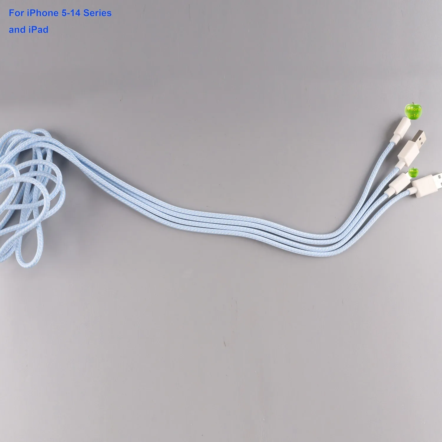 2m Blue Heavy-Duty Braided USB-A to iPhone Fast Charging Cable, Dual-Layer for Home Bed & Long-Distance Use