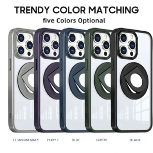 Clear Ring Rotating Stand Magnetic Phone Cover 15 14 Plus Rugged Protective Mobile Phone Cover for iPhone 16 Pro Max Pack of 5