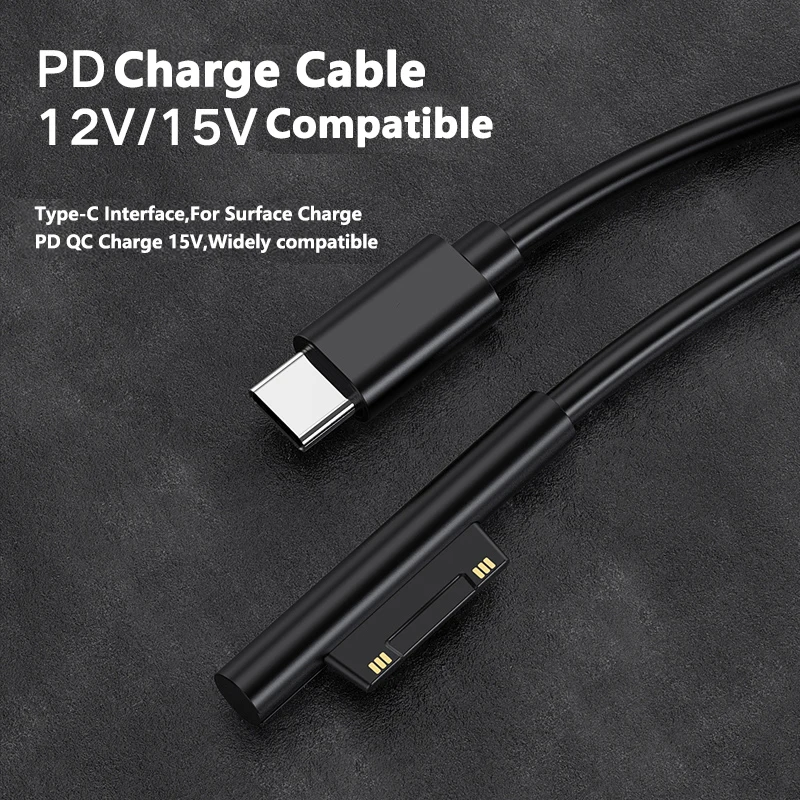 Wholesale 12V/15V USB C Male to Microsoft Surface Pro 3 4 5 6 Go Data Cable PVC Durable Charging Wire for Laptop Power Adapter Pack of 100 - Image 4