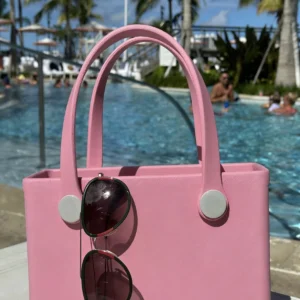 Popular Waterproof Woman Eva Rubber Tote Large Shopping Basket Bags Beach Silicone Bag With Holes Jelly Candy Lady Handbags Pack of 10