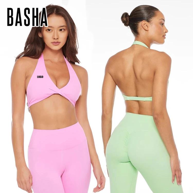Bashasports New Fitness tank Top for Women Breathable V-neck Sexy Hanging Neck Beautiful Back Without Steel Rings Yoga Bra