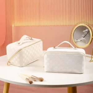 Custom Makeup Bag Portable PVC Leather Waterproof Toiletry Pouch Travel Make up Bag Multifunctional Brush Cosmetic Bag for Women Pack of 2