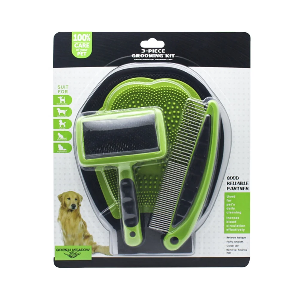 Factory Wholesale 3 in 1 Pet Brush Set Cat Dog Grooming Kit Pet Grooming Set - Image 2