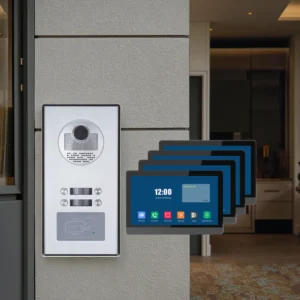 Color Digital IP Video Intercom System with Password Unlock for Apartment Buildings Video Door Phone Doorbell with TCP Network