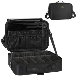 Relavel Makeup Travel Black Case Multi-function Cosmetic Brush Organizer Portable Storage Box