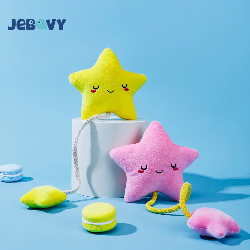 Wholesales Puppy Teeth Cleaning Toy Star Squeak Pet Dog Toy Plush Custom With Rope Pack of 2 - Image 2