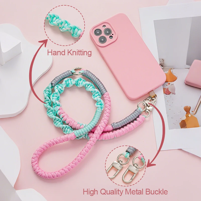 Wholesale Long Cross-body Neck Mobile Phone Lanyard Hand-woven Bag Straps Ins Girls Colorful Mobile Phone Chain Pack of 50 - Image 3