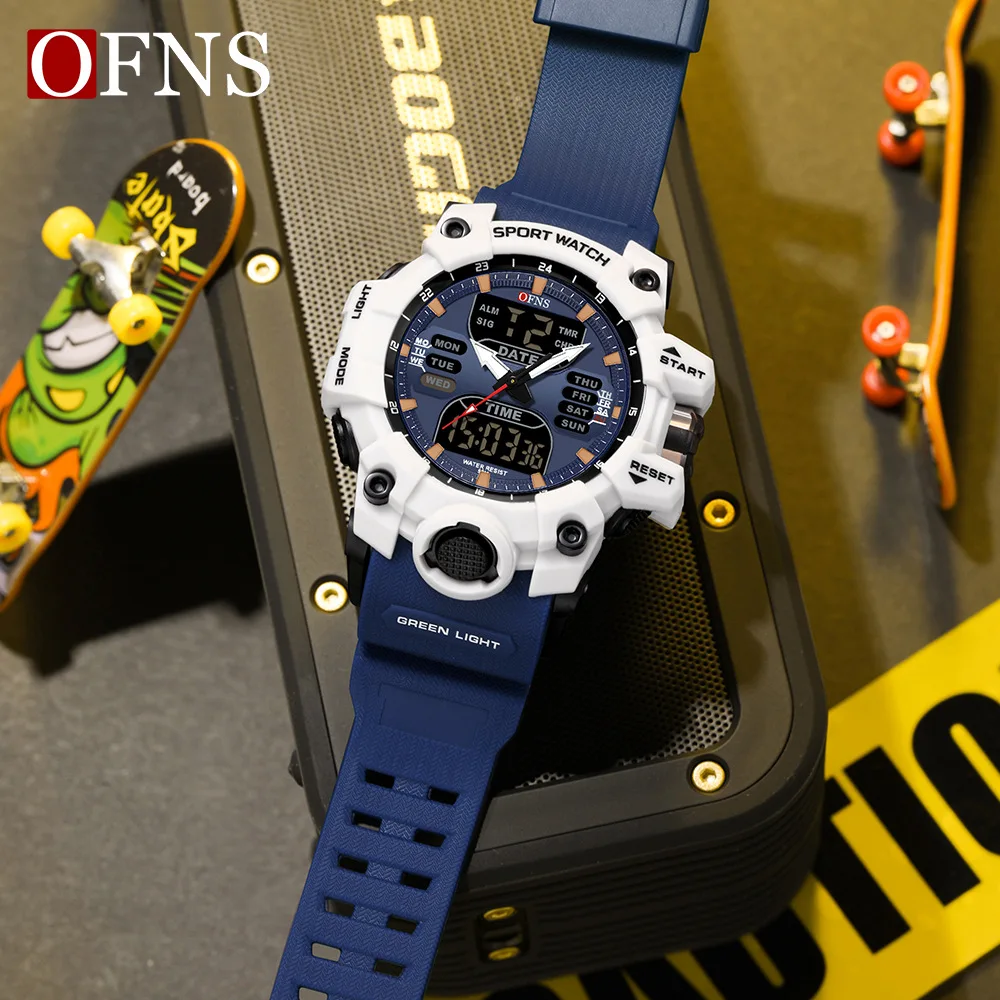 OFNS Men Dual Digital Watches Waterproof Sport Watches for Men Alarm Stopwatch Quartz Wrist Watch Male Digital Clock 6126 - Image 2
