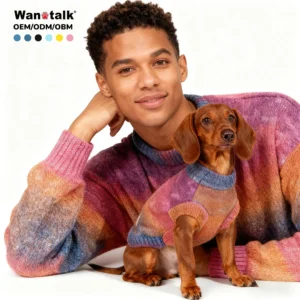 Custom New Design Winter Pet Clothing Simple Turtleneck Gradient rainbow Sweater Cat and Dog Pet Sweater Pack of 2