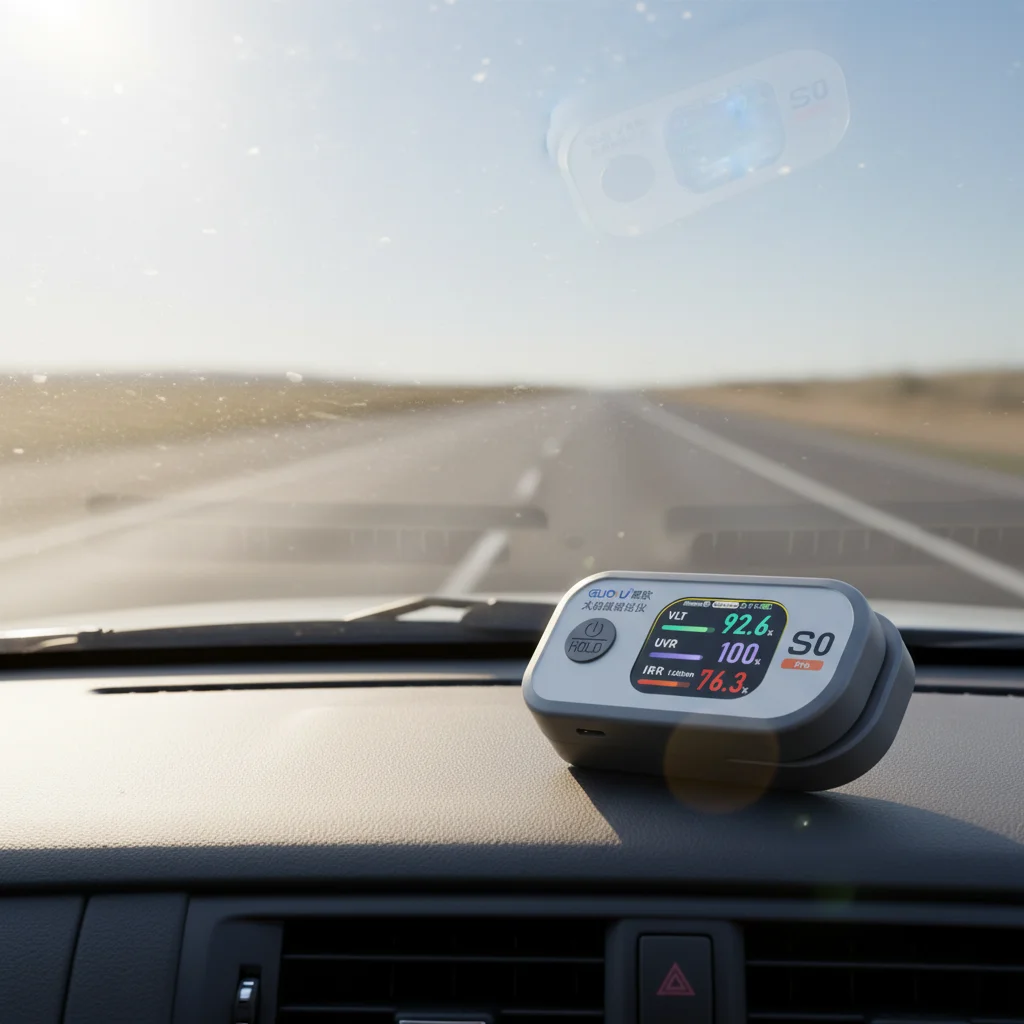 GUOOU S0 Pro Handheld Solar Film Tester with UVR/IRR 1400nm/VLT Parameters with 2.01 Inches Color Screen &Battery Included