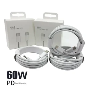 60W 2M Type C to TYPE C Fast Charging Cable PD USB C Mobile Phone Charger Cable for iPhone for Samsung Xiaomi 60W Charge Cable Pack of 50