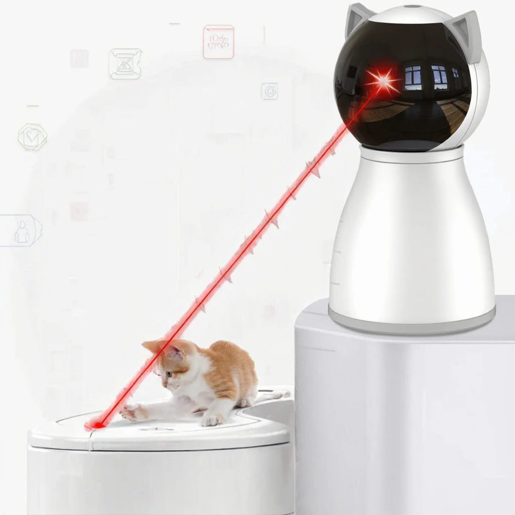 Upgrade Automatic Boredom Buster Cat Laser Toy Rechargeable Interactive Real Random Trajectory Pointer Simple Style New Pack of 2 - Image 2