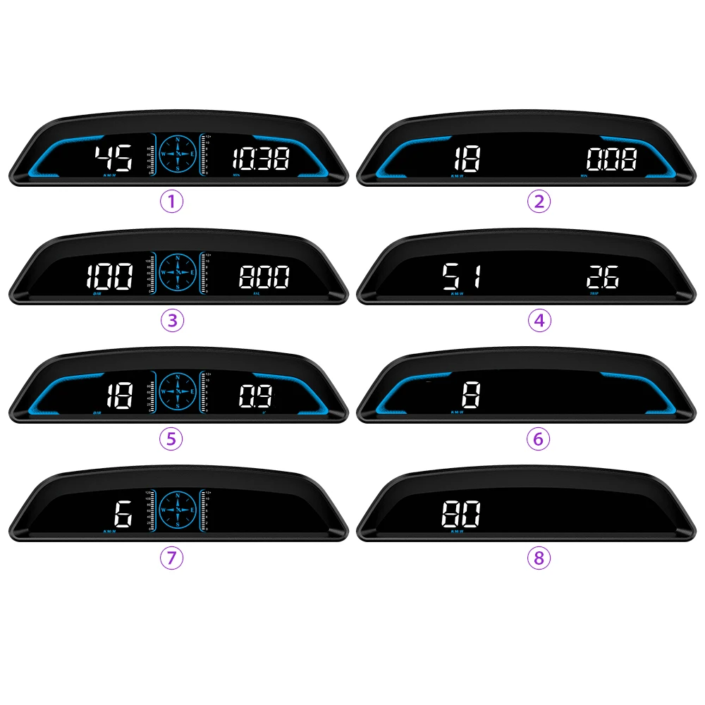 Auto HUD GPS Gauge Head up Display Car Gauge Speedometer With Over Speed Alarm Compass Clock Driving Distance Security - Image 4