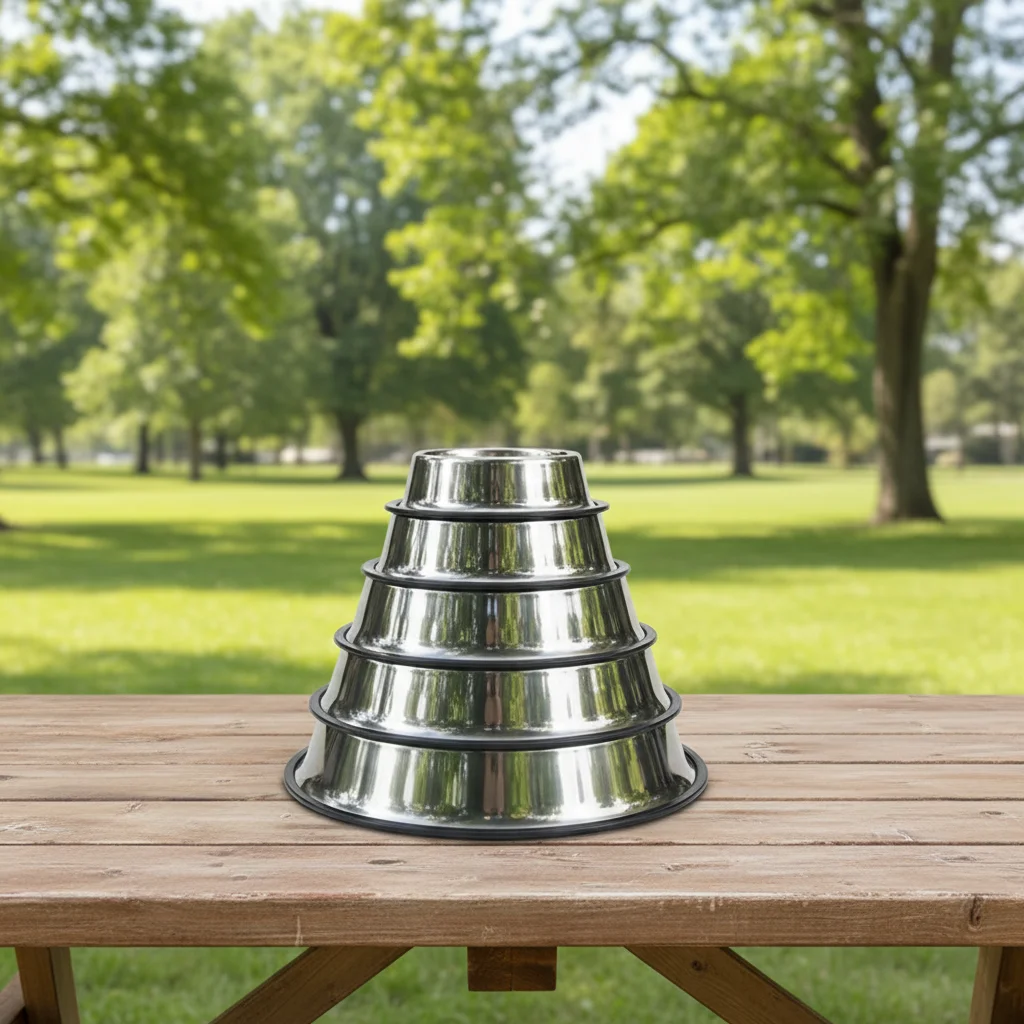 Custom Logo and Pattern Pet Feeding Bowl With Rubber Base Stainless Steel Dog Bowls Non slip Stainless Steel Pet Bowl Pack of 100 - Image 2