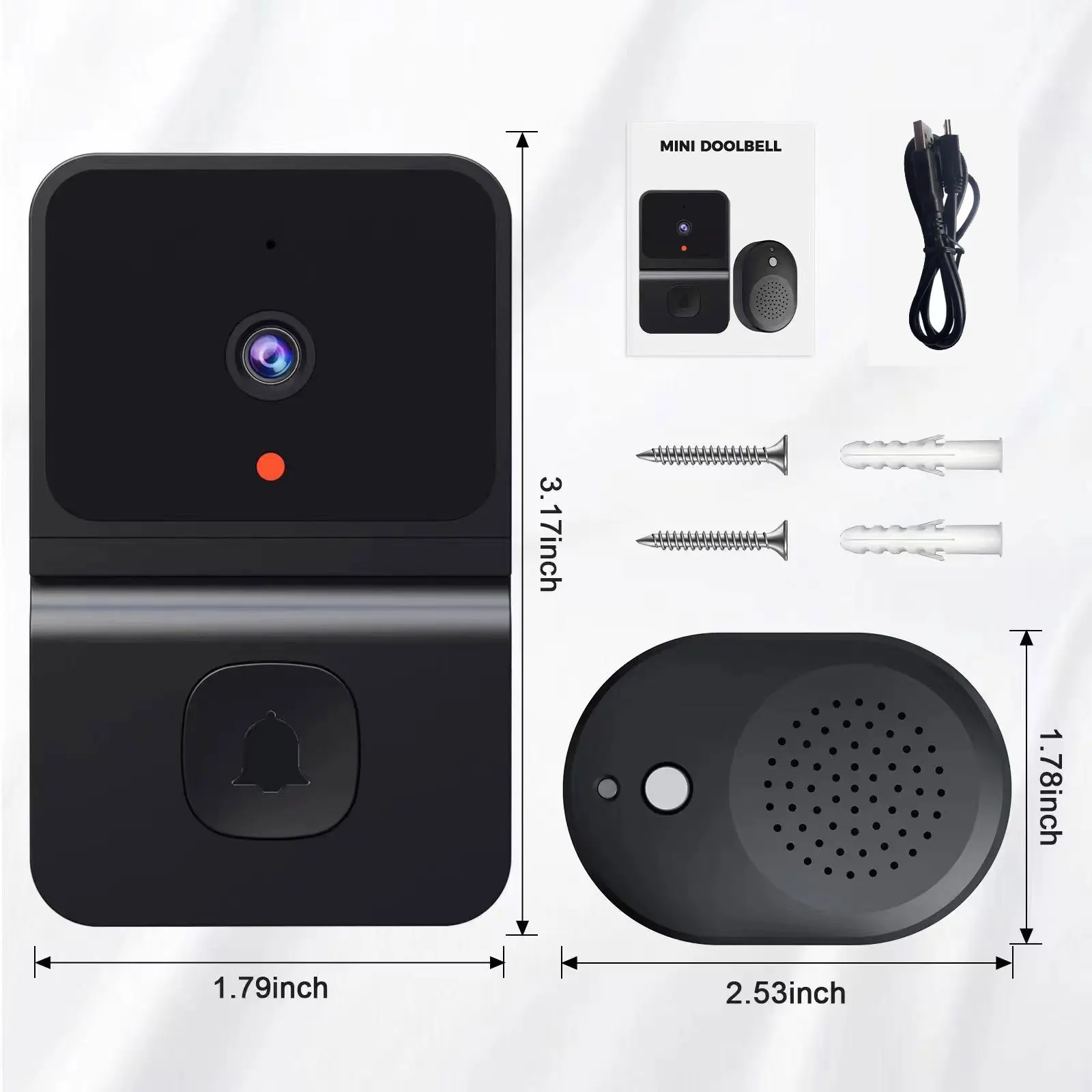 Mini Black Home Security Anti-theft Monitor Infrared Night Vision Function APP Real-time Monitoring Smart WiFi Video Doorbell - Image 4