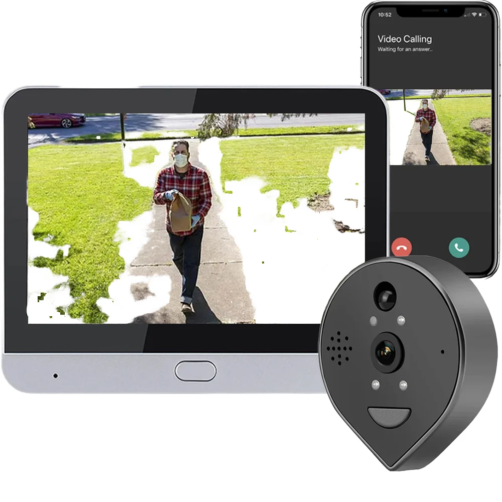 Smart Life Wireless Security Home Video Doorbell Camera Wifi 2.4G 1080P Ring Bell Door Peephole Intercom Video With Screen