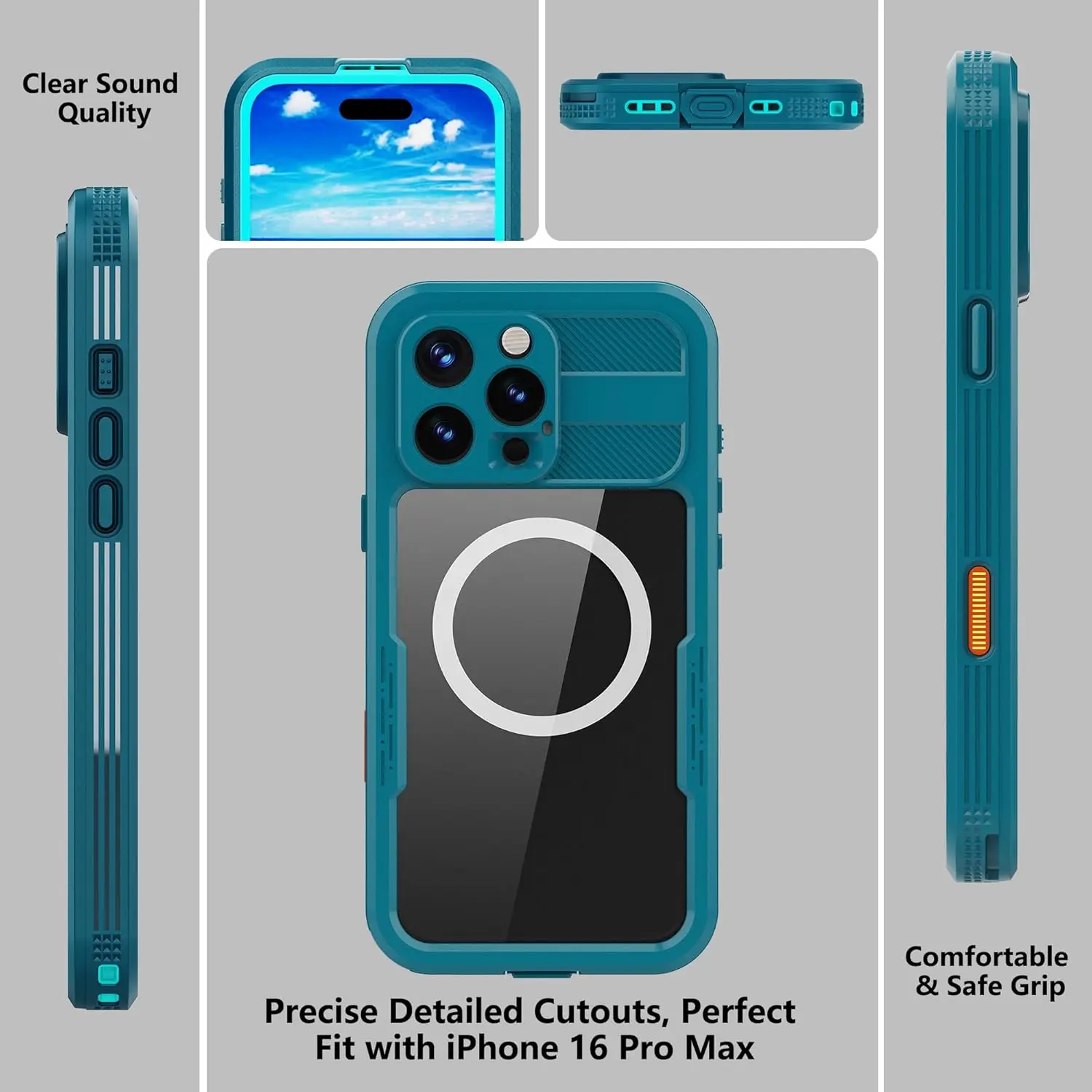 Luxury Swimming Case Water-Proof Magnetic Wireless Charging Case Packaged in OPP Bag for iPhone 16 Pro Max - Image 2