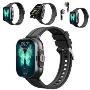D 8 BT Call Headset 2 in 1 Smart Watch Blue Tooth Headphones Watches Heart Rate Sport Bracelet TWS Earphone Music Smartwatch Pack of 5