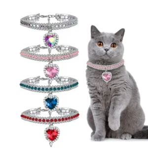 New Love Solid Pattern Imitation Diamond Crystal Anti-loss Pet Collar for Cats and Dogs Neck Accessories Pack of 10