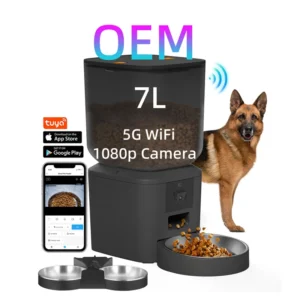 OEM 7L 5G Night Vision Automatic Pet Feeder for Large Dog With 1080P HD Camera Tuya App Smart Pet Feeder Cat Food Dispenser Wifi Pack of 8