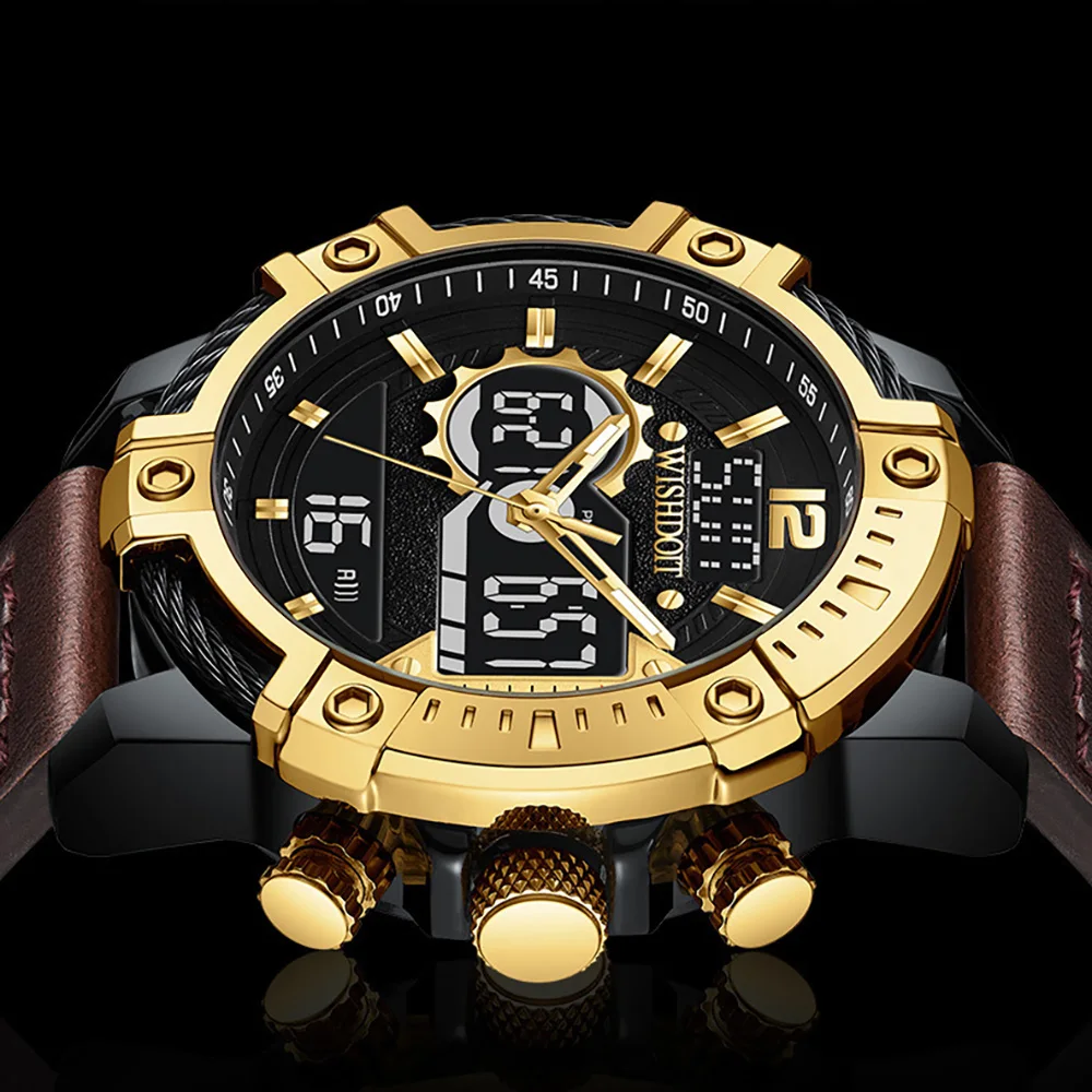 Outdoor Sports Electronic Watch LED Stopwatch Analog Quartz Watch Large Dual Display Waterproof Digital Watches - Image 4