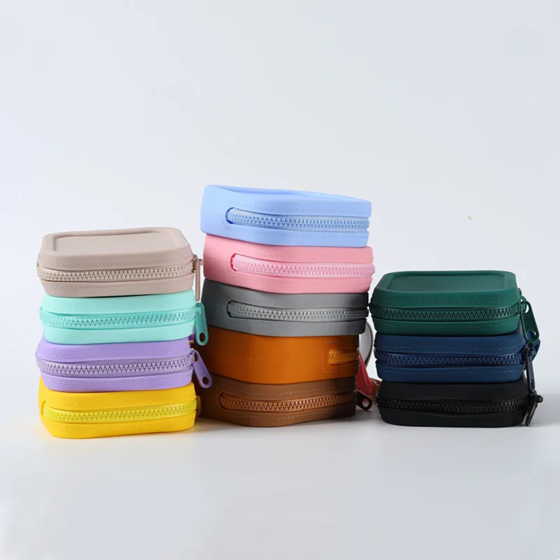 Women's Large Capacity Compact Multi-Functional Coin Purse Data Cable Headphone Storage Zipper Bag Square Bag-Portable Cute Pack of 2 - Image 4