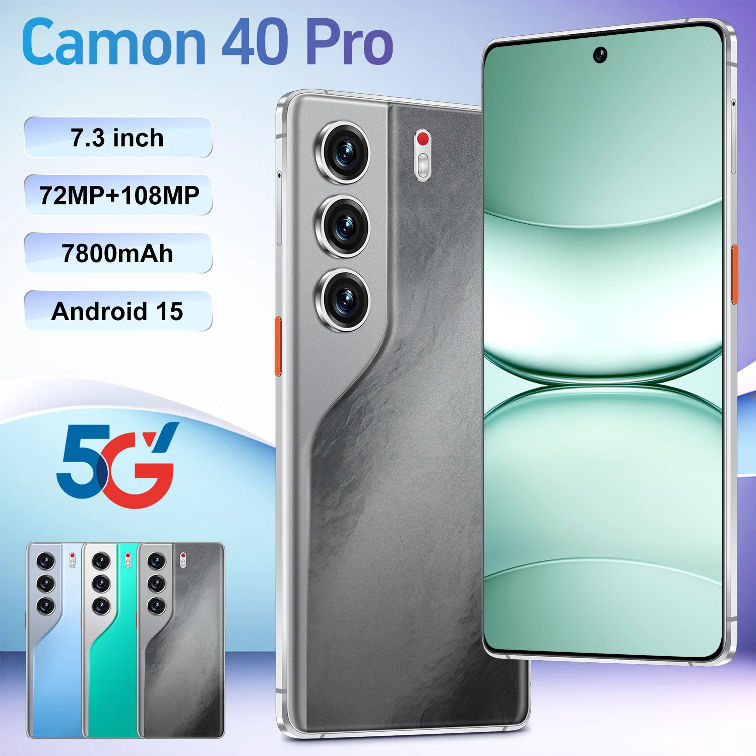High Quality 7.3inch Techno Camon 40 Pro Power 16+1TB 5G Smartphones 8000mAh Android 14 Mobile Phone Equipped with High - Image 4