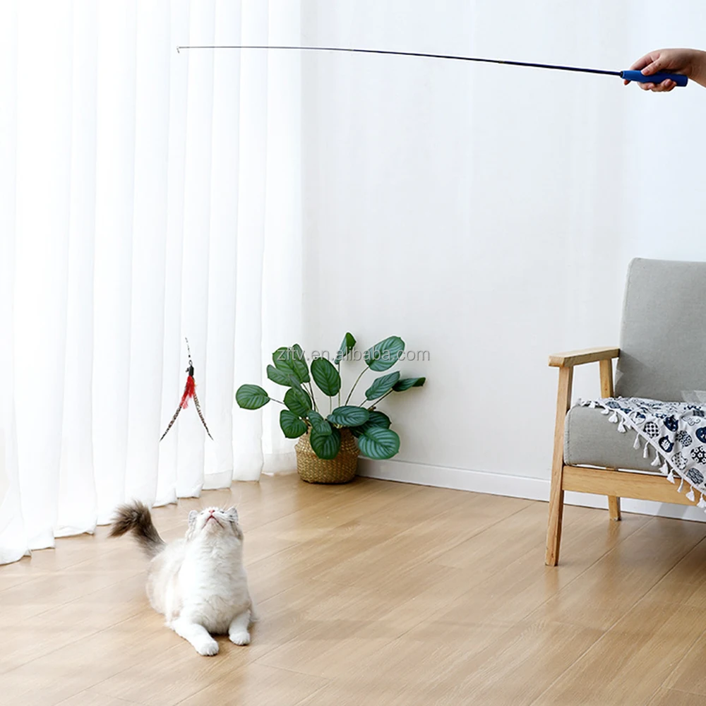 retractable cat toy wand stick cat teaser toy with feather Pack of 10 - Image 2