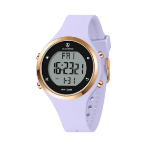 Women's 5ATM Waterproof Digital Watch Alarm Calendar Stopwatch Chronograph Back Light-Outdoor Sport Alloy Case Silicone Band Pack of 2