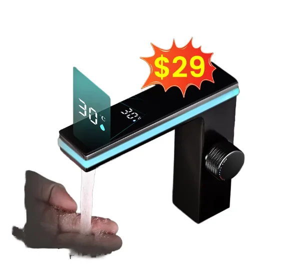 Smart Digital Display Faucet Bathroom Sink Faucet Hot Cold Mixer Tap with Temperature Control for Hotel Home Use Pack of 2