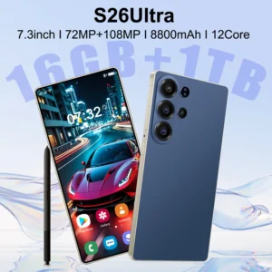 Big Screen S26 Ultra 5G Smartphone 16GB+1TB Storage Camera Unlocked Android Mobile Phone with Face ID Fingerprint Dual SIM