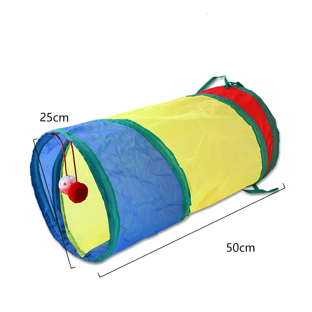 Rainbow Colorful Eco-Friendly Cat Tunnel Toys Foldable Tubes Polyester Bell Hanging Toys Indoor Crawl Path Cat Dog Pet Supplies - Image 4