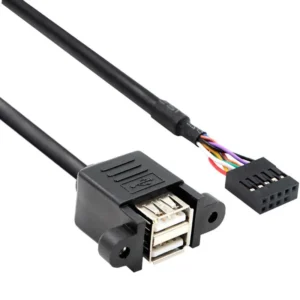 Fixed Double-Layer USB Dupont 2.54 Spacing Motherboard 9-Pin to Dual-Port USB 2.0 Female Adapter Extension Cable with Screw Hole Pack of 100