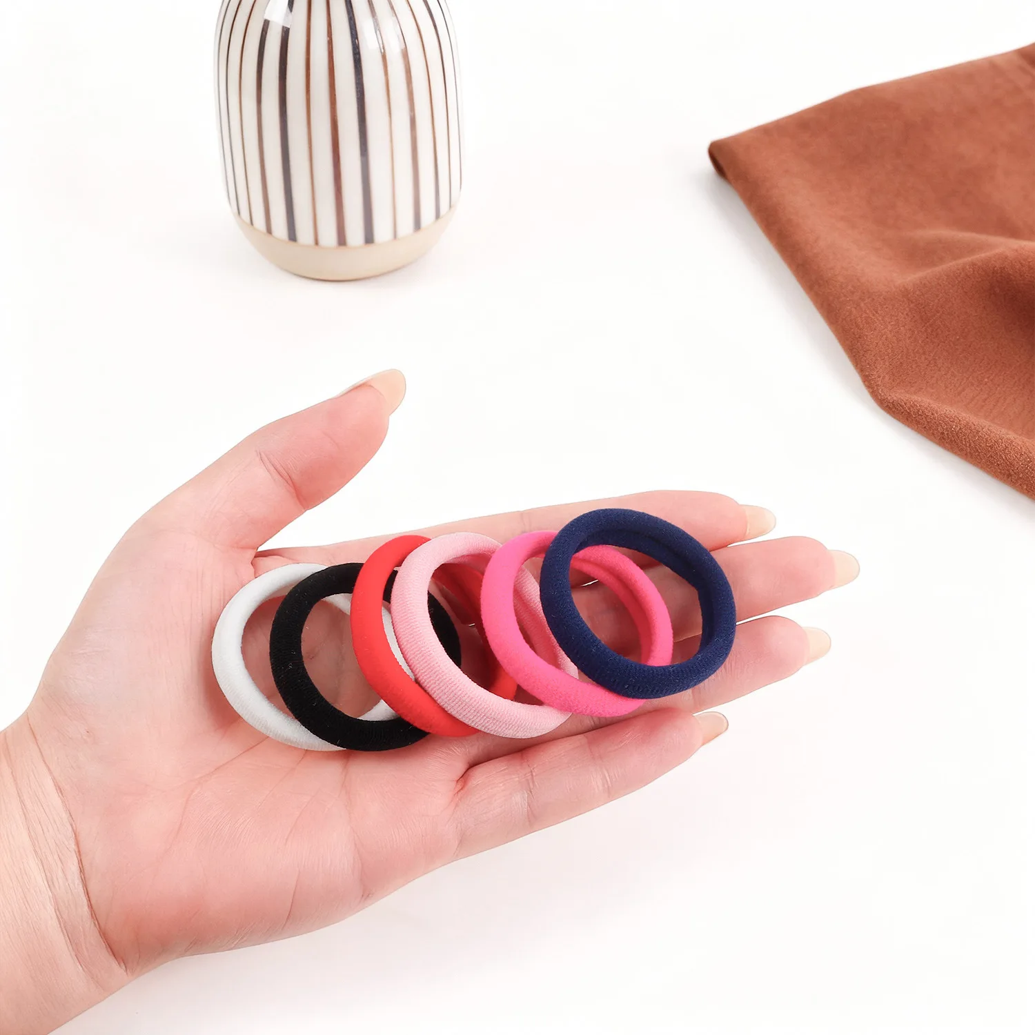 Golisi Jewelry Korean Style Simple Seamless Towel Hair Ring High Elasticity Durable Fabric Stars Natural Hair Rope Women's Hair Pack of 20 - Image 3