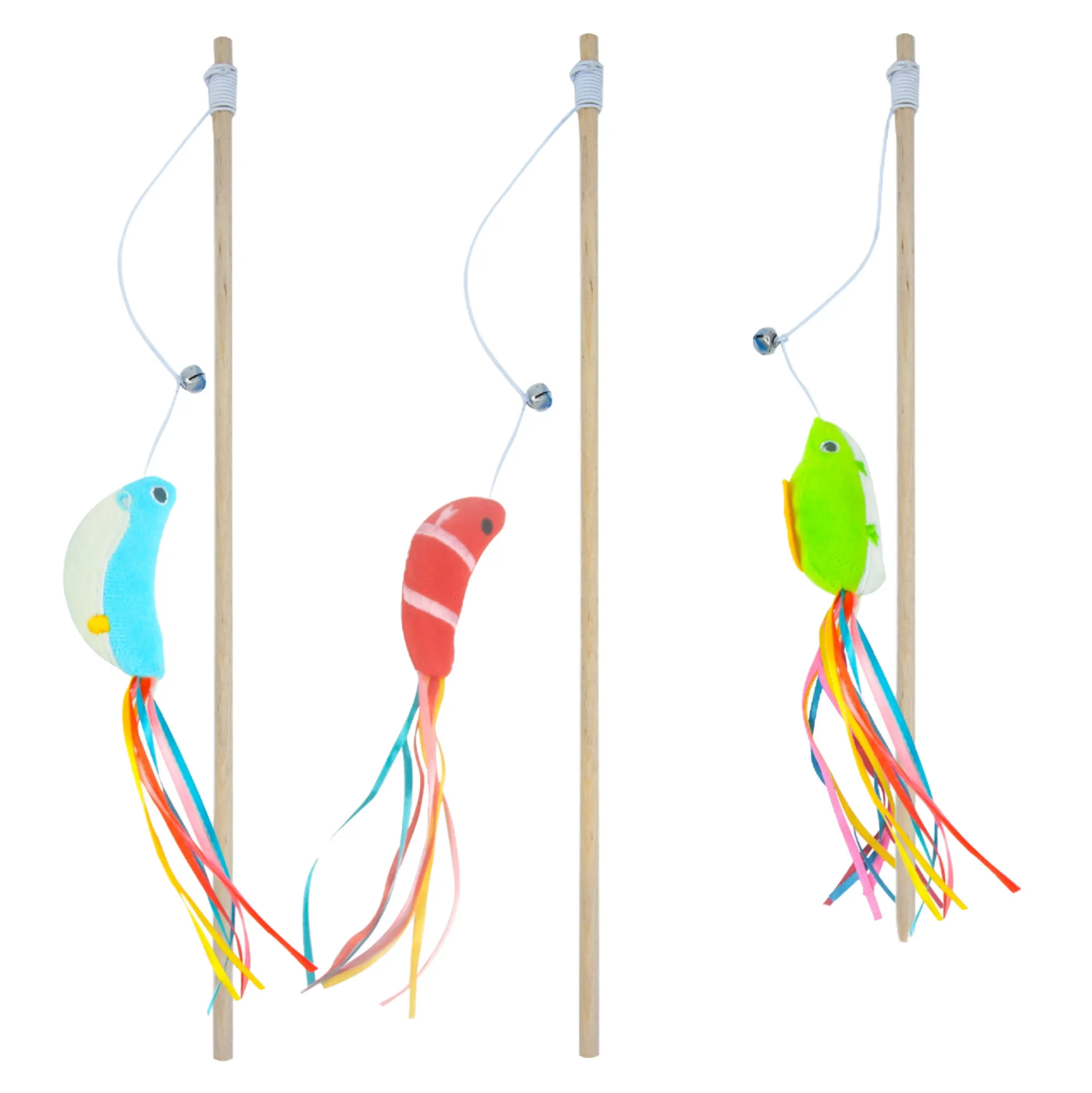 Interactive Velvet Cat Toys Stick Cat Toy with Catnip Indoor Cats Charmer Wand Teaser Kitten Toys Pack of 30