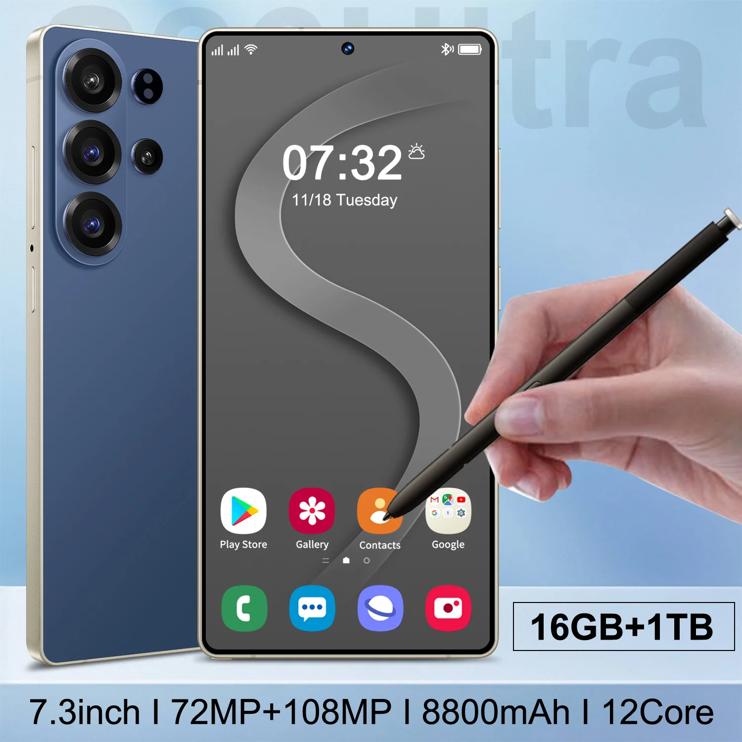 Customer Choice S26 Ultra 5G Smartphone 16GB+1TB Storage Camera Unlocked Android Mobile Phone with Face ID Fingerprint Dual SIM