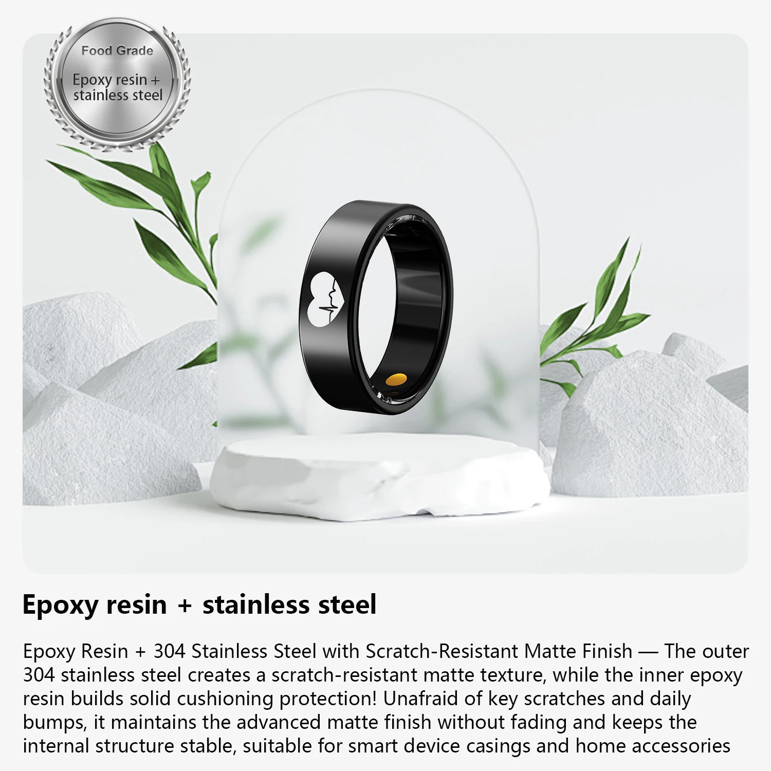 New AITC ECG Smart Ring R30 - Heart Rate SpO2 Sleep Monitor, Activity Fitness Tracker with Sport Modes for Men Women Pack of 2 - Image 2