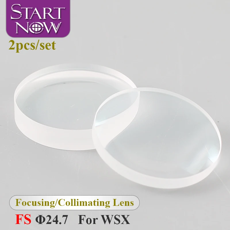 Startnow 2Pcs/Set Focusing Lens D24.7-30mm Fused Silica Laser Focus Collimating Lens for 4KW WSX Fiber Laser Engraving Machines