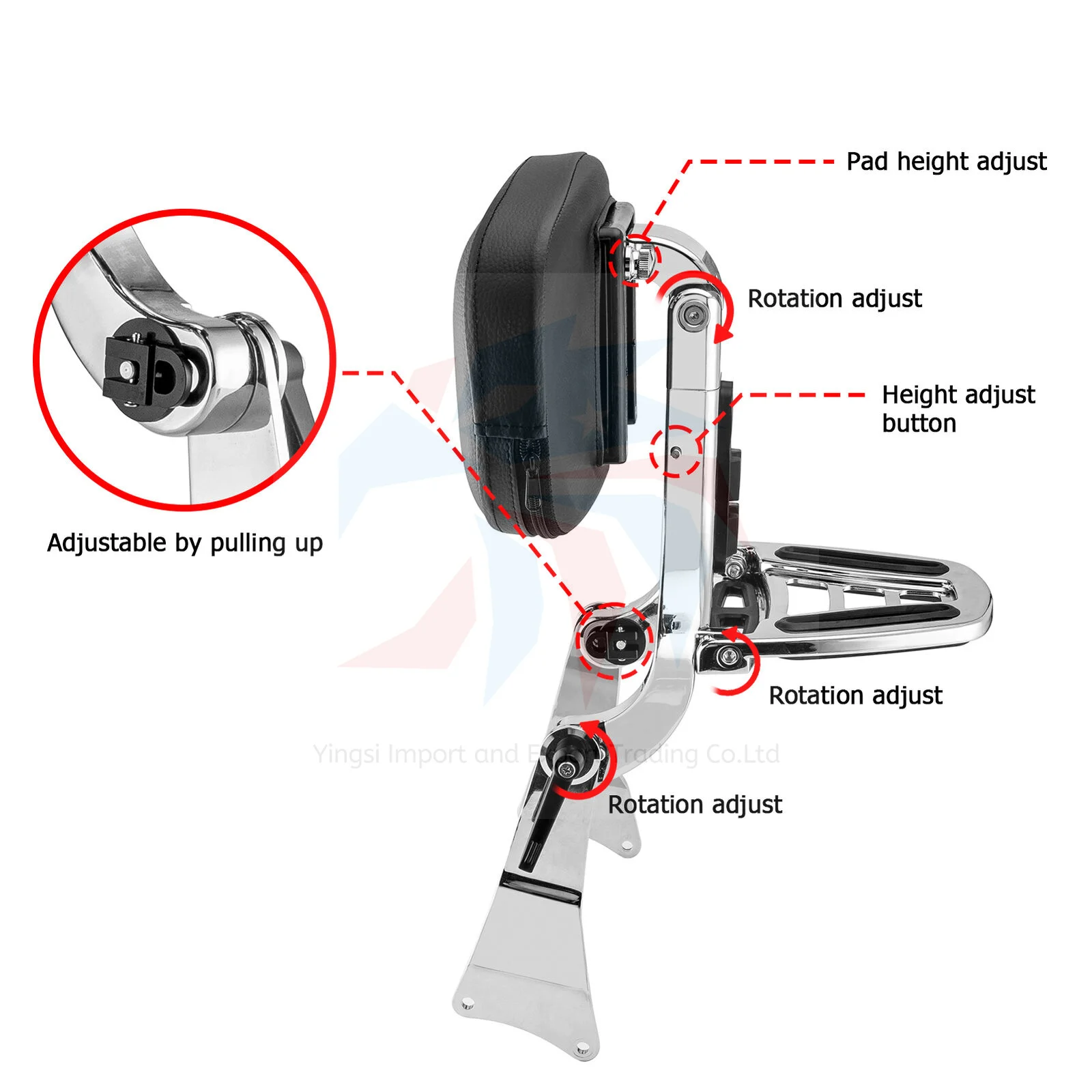 Motorcycle Adjustable Multi-Purpose Sissy Bar Backrest for Harley Touring Road King Street Glide 09-13 - Image 2