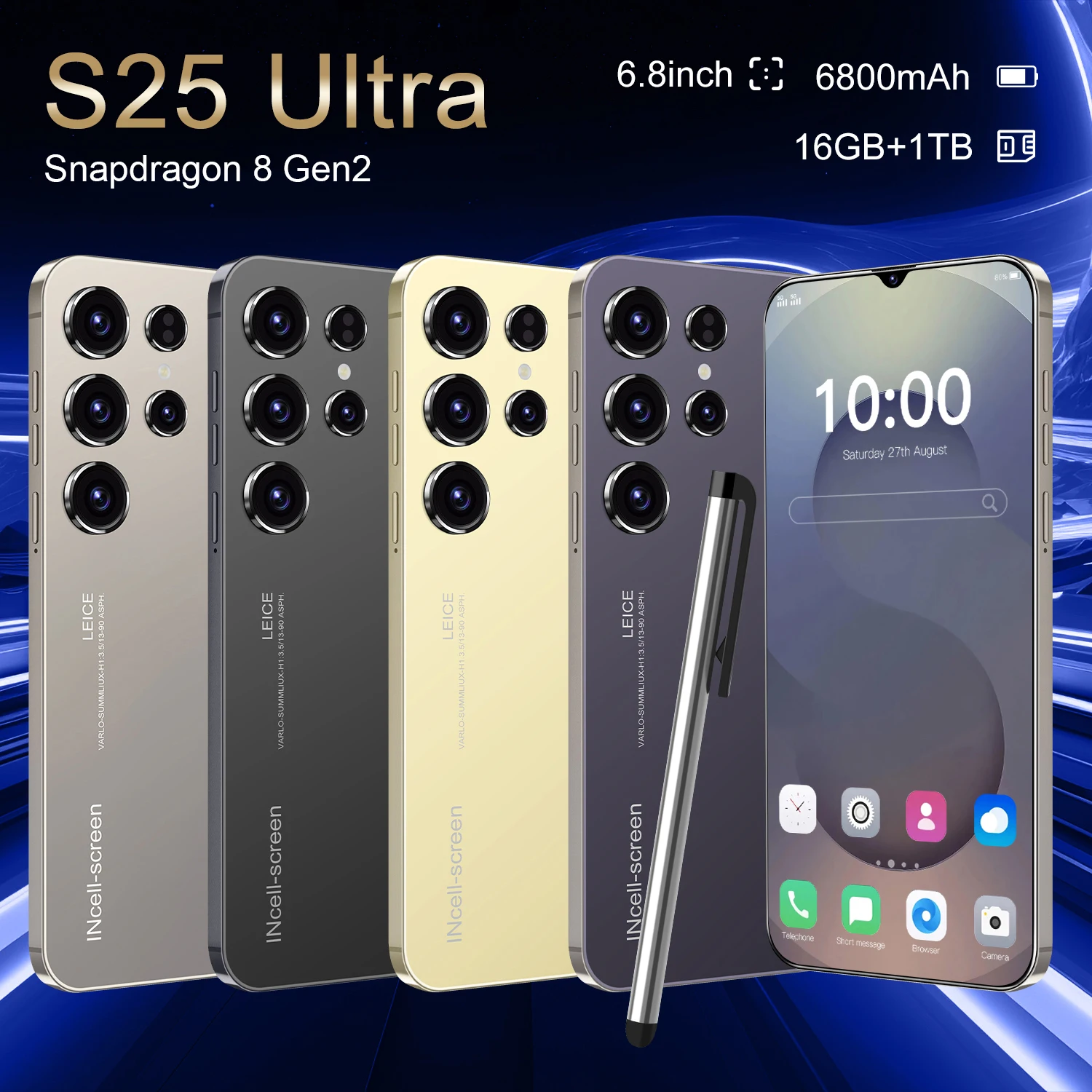 Hot S25 Ultra 5G Smartphone S24 Ultra Global Version 4K LED Smart Multilingual LTE Cellular 108MP Rear - Image 3