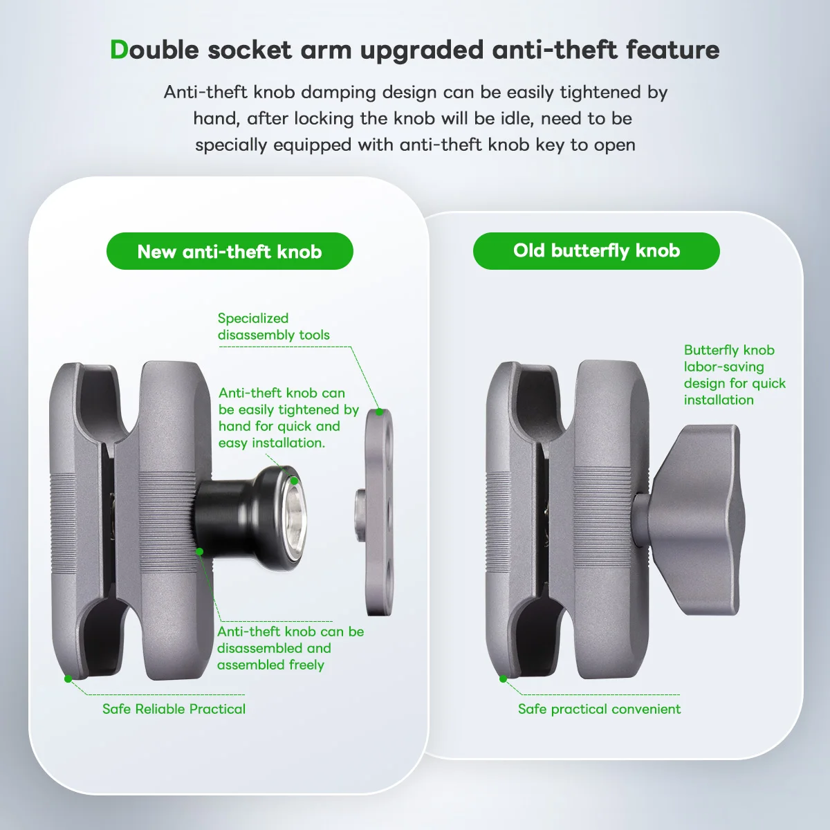 FANAUE DA-60F Double Socket Arm Mobile Phone Holder Anti-Theft Function - Image 2