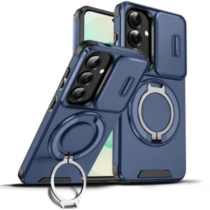 For Samsung Galaxy S26 S25 S24 S23 S22 Ultra A16 A36 A54 Slide Window Ring Stand Rugged Shockproof Phone Cover Case